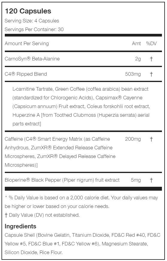 Cellucor C4 Ripped 120 Capsules