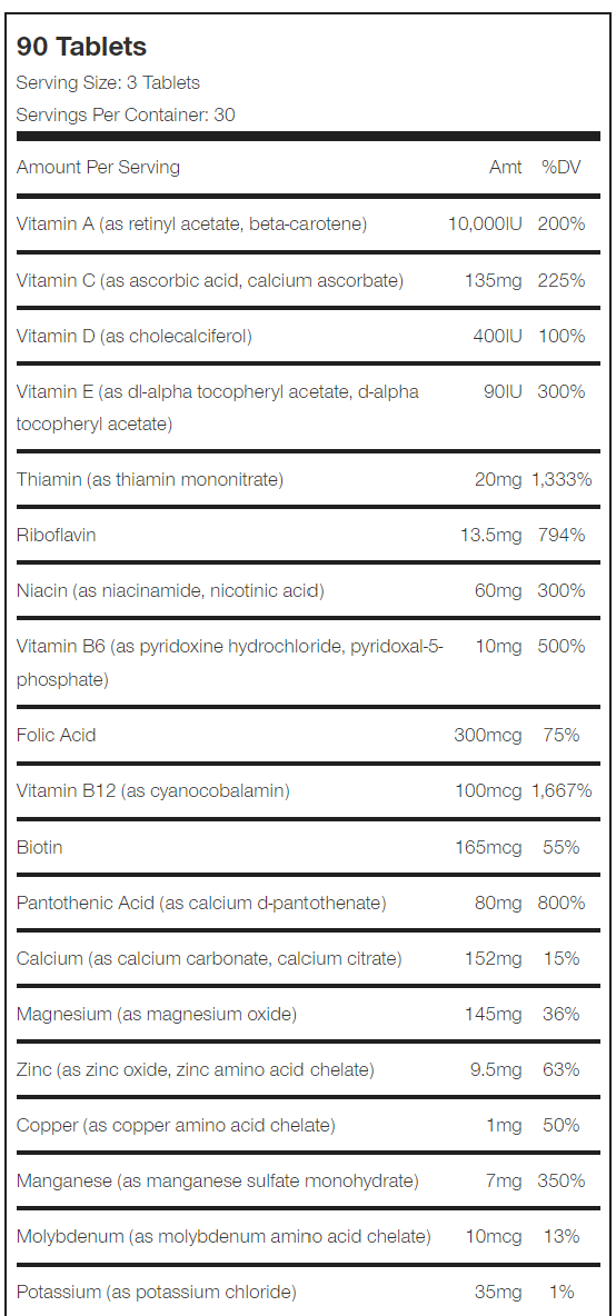 MuscleTech Platinum 复合维生素 90 粒胶囊