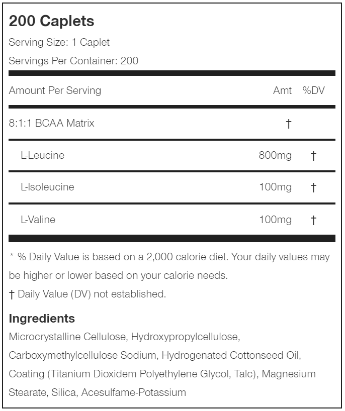MuscleTech Platinum BCAA 8:1:1 200 粒胶囊