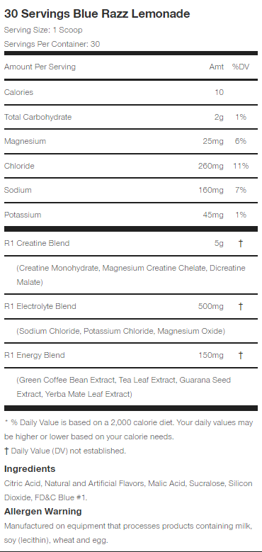 Rule 1 R1 Charged Creatine 30 Servings