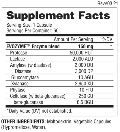 EVOZYME ENZYME COMPLEX-60CT - 60 Servings