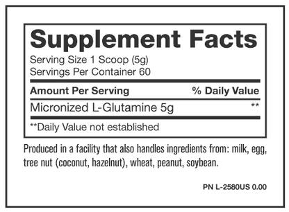 GLUTAMINE - Premium Micronized L-Glutamine - 60 Servings