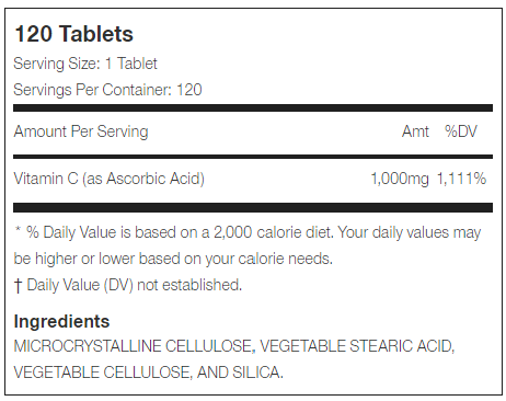 BPI Sports Vitamin C 120 Tablets